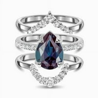 Mom poklon aleksandrit ring set vjenčani prsten ovalna rezana boja promjena dragog prstena sterling