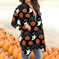 Kiewfjdk ženska modna casual cvjetna Halloween Print Srednje dužine Kardigan jakne crni xxxxxl