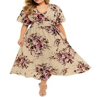 Prednjeg swalk Ženska haljina plus veličine Ljeto Maxi haljine V izrez Sundress Ladies Boho cvjetni