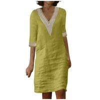 Ženske čipke šivanje V izrez vezeni izuzetno vezeno čipka s kratkim rukavima pamučna haljina ljetna