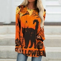 Floleo Women Tops Cleariance Fall Women Crewneck T košulje Halloween Print Tes Tees Kratki rukav Torbi