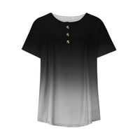 Ženski ljetni vrhovi gradijent V-izrez s kratkim rukavima T-majice siva 4xl