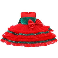 Meihuida djevojka božićna sekfica haljina princeze O-izrez ruffle hawle hamw tulle