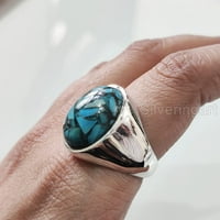 Plavi bakar Tirkizni prsten, prirodni bakar tirkizni prsten, srebrni nakit, srebrni prsten, rođendanski