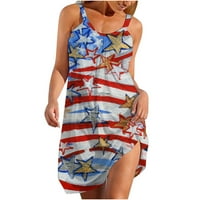 Odeerbi 4. jula Patriotska haljina za patriotsku haljinu za žene Casual Sling Mini haljina modna okrugla