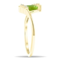 Ženski smaragdni rez peridot i dijamantski tierra prsten u 10k žutom zlatu