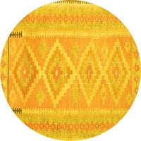 Ahgly Stroj firme prati unutarnje okrugle orijentalne žute tradicionalne prostirke, 5 'krug