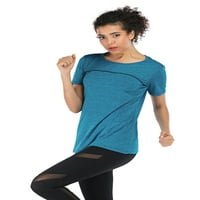 Kratki rukav okrugli vrat Criss Cross Back Athletic Yoga majica Vježbe za žene
