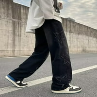 Biekopu Žene Grunge Jeans Vintage Star Embreyry Ravne hlače Retre Wideng Long Street pantalone za jesen
