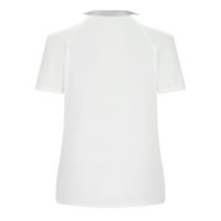 Majice za Valentinovo za žene labavi fit casual ljeto V rect majica Ispis kratkih rukava bluza bijela