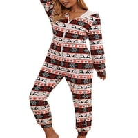 Ženski kombinezon sa božićnim kapuljačom, dugi rukav zatvarač u vratu pidžame