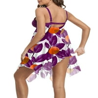 Hirigin ženski povremeni tankini set kupaći kostim, cvjetni tiskani mrežični vrhovi za patchwork + solidne