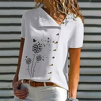Gotyoo Proljetni vrhovi Žene Nepravilna grafička košulja za tiskane majice s kratkim rukavima The Grey