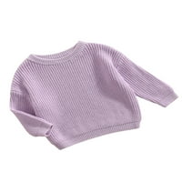 Sunost za dječje dječje djevojke dječake dječake pletenje dumpene odjeća odjeća slatkiša boja dugi rukav pulover vrhove svijetlo ljubičaste 4 godine