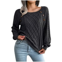 Ženski džemper modni džemper sa vratom s dugim rukavima Ležerni pleteni pleteni pulover Dukseri labavi