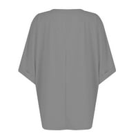 Yubatuo Ženska ljetna laska posada za kratkicu majica Casual Solid Boja vrhovi za žene Sivi 3XL