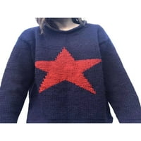Žene Y2K pletene pulover zvezda zvjezdica Print pletena dukserica dugi rukava Vintage Jumper Prevelika