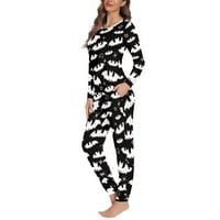 Binienty šišmiši uzorak PJ set za žene hlače Halloween Labavi ugradnja pidžama set kože na plaži na
