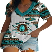 Niuer Womens Ljeto Ležerne majica kratkih rukava Loot Fit Print bluza TOPS Leisure Beach Holiday Bris