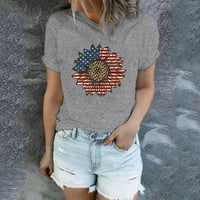 Ženska modna dana nezavisnosti Američka zastava Ležerne prilike tiskane majice kratkih rukava, molimo