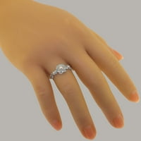 Britanci napravili 14k bijeli zlatni kultivirani prsten za biseru i Opal Womens - Opcije veličine -