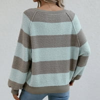 Ženski zimski ležerni džemper boju prugasti pulover skakač za noć izlazak nosite janyulan