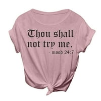 Bluza za ženske ležerne pism tiskarske košulje okrugle vrat kratkih rukava Tors Radna majica Žene Žene