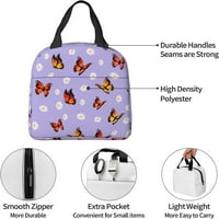 -Dake leptiri izolirane vrećice za ručak za žene sa džepom za ponovnu upotrebu za ručak ljubičasta