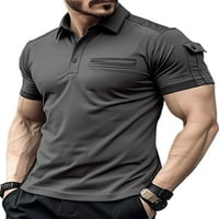Paille Men Polo majica rever vrat mišićne majice kratki rukav ljetni vrhovi klasični pulover golf sivi