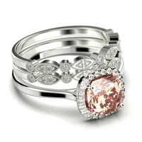 Sjajni halo 2. Carat Cushion Cut morgatit i dijamantski moissan zaručni prsten, vjenčani prsten, dva