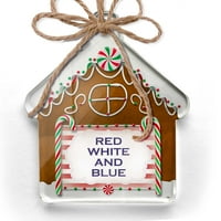 Ornament je tiskao jednostrano crveno bijelo i plavo četvrto juli Crvene pruge Božić Neonblond
