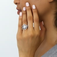 Sterling Silver Chevron za vjenčanje za vjenčanje prsten kubični cirkonij CZ HALO prsten za žene, rodijumske