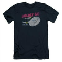 Trevco Star Trek & Boldly Go kratki rukav od pamuk za odrasle, mornarsko - majica