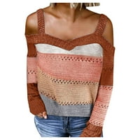 Zzwxwb džemperi za žene žene jesen stilski molički hladni rukavi hladni pletene džemper dukserice narančasta