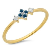 Dazzlingrock kolekcija 0. Carat 10k Blue & White Diamond Bridal Angagement Remise Ring CT, žuto zlato,