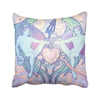Angel i Demon Pinup i Nouveau eklektični zamršeni zamršeni ručni crtač Rich Detaljni jastuk jastučni