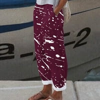 Farstey Ljetne pantalone za žene Ležerne prilike Trendy Print Sportske plaže Pantalone Elastični džepovi