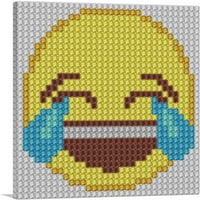 Emoticon smijeh plačući osmijeh nakit piksela platna Art Print - Veličina: 18 18