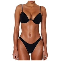 Ženska ljetna modna seksi čvrsta boja V-izrez Halter Bikini kupaći kostimi na plaži