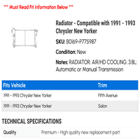 Radijator - kompatibilan sa - Chrysler New Yorker 1992
