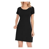 Padort haljine za ženske maxi haljine sa plus veličine ljetne kratkih rukava casual haljine crne, 2xl