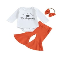 Moja prva Dan zahvalnosti Baby Girl Outfit Newborn Turkey Onesie Romasper Bell Didoni 1. Odjeća za zahvalnost