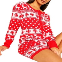 Amiliee ženske božićne pidžame rompers dugih rukava jednodijelni skok bodi, ukupni PJS