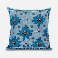 Roma u. Puhani šav široki platno cvjetni jastuk za bacanje, siva i plava