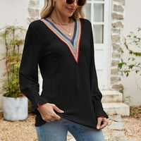 Žene Thirts Cvjetni ispisani V-izrez rukava s čipkom retro casual vrhovima ured dnevne nose majicu za