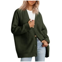 MLQIDK Ženski kardigan otvoren prednji preveliki gumb Lagani džemperi V izrez Loose Cardigans pletena