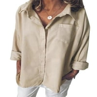 Gomelly Dame košulje rever na vratu Elegantna bluza Ženska gumba sa slobodnim poslovnim tučima dolje