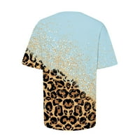 Penskaiy ženska modna casual plus veličina labavi ispis Okrugli vrat majica TOPS Plus veličine T-majice S Sky Blue na prodaju