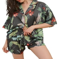Eyicmarn ženski salon set pidžama postavio je majicu s kratkim rukavima Top kratke hlače za spavanje