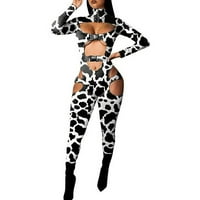 Ženske pantalone čišćenje ženskih kombinezona Leopard Print Sexy šuplje odvučevši povratne koprive dugih